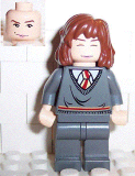 LEGO hp065 Hermione, Gryffindor Stripe Torso, Dark Bluish Gray Legs, Sleeping / Awake Face