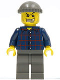 LEGO wc002 Plaid Button Shirt, Dark Gray Legs, Dark Gray Knit Cap (Armored Car Bandit)